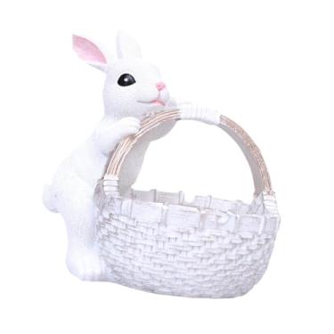Imagem de IEUDNS Vaso de flores estatueta de, vaso de plantas, estátua de de páscoa, cesta de páscoa para quintal, sala de estar, canteiro de flores, Branco