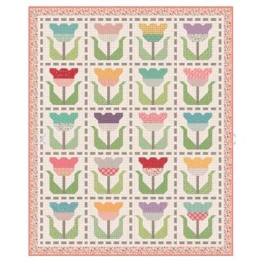 Imagem de Riley Blake Piece & Plenty de Lori Holt of Bee in My Bonnet and It's So Emma, perfeito para acolchoamento, vestuário, artesanato DIY e decoração de casa (kit de colcha de tulipas costuradas)
