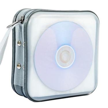 Imagem de Capa para CD Penxina, 40 capacidades, suporte de carteira para CD DVD, disco portátil, VCD, organizador de armazenamento de pasta resistente (branco)