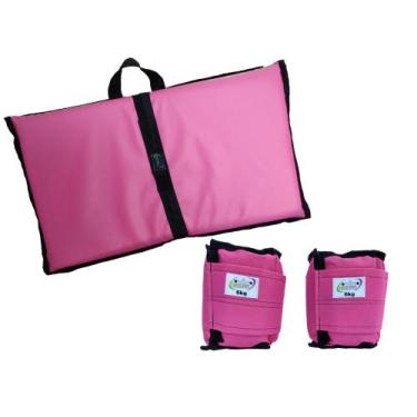 Imagem de Kit Tornozeleira 6KG Nylon Rosa + Colchonete Dobravel Rosa - Exercise 