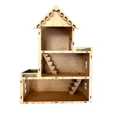 Imagem de Casinha Boneca P 30x23 Cm Polly LOL Mdf Crú Infantil Brinquedo - Dc De