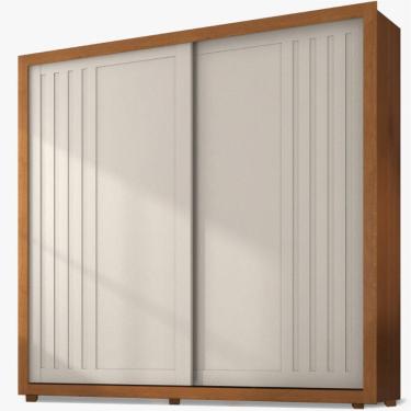 Imagem de Guarda Roupa Roupeiro Zanzini Versalles com 241 cm de Largura 2 portas de correr 6 gavetas com pés Cinamomo Areia