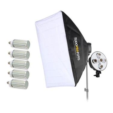Imagem de Kit Softbox 50x70cm Profissional + 5 Lâmpadas Frias LED - Bivolt - TUD