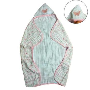 Imagem de Toalha de Banho Bordado Com Capuz Para Bebê Menina e Menino 1.05x85cm 