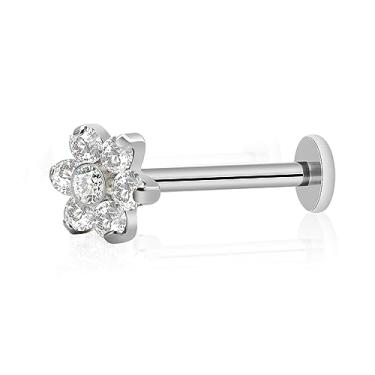 Imagem de ZYTAIJEW 16G 6 mm/8 mm/10 mm/12 mm G23 Titânio Rosca Interna Rosa/Branco CZ Flor Labret Monroe Lip Tragus Cartilagem Piercing Piercing Joia, Titânio, Sem Pedra Preciosa