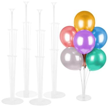 Imagem de Kit de Suporte para Balões Voircoloria com Base e Bastões (4 Conjuntos
