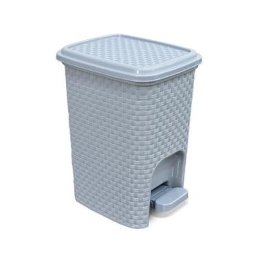 Imagem de Lixeira com Pedal Rattan 7 Litros Cinza Arqplast Lixeira Resistente Co