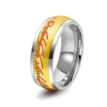 Imagem de Meilord Anel de 8 mm que brilha no escuro O Senhor dos Anéis para homens e mulheres Aurora Spinner Fidgety Anxiety Magic Ring Glow Ring Luminous Worry Anxious Rings, Tamanho 6-12, Metal, Sem pedra