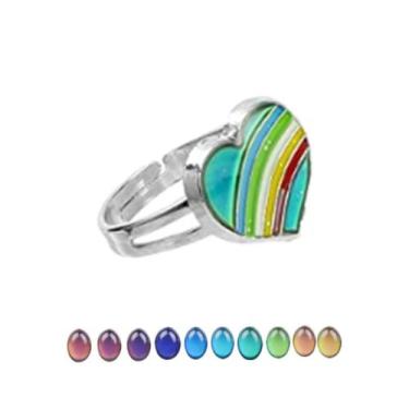 Imagem de Anel Do Humor Coração Rainbow Muda De Cor Ajustável Alta Qualidade - G
