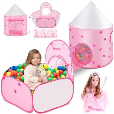 Imagem de Tundala Barraca 3 Em 1 Rosa, Toca Túnel, Brinquedoteca Para Casa Ao Ar Livre, Piscina De Bolinhas, 120*95cm/Piscina De Bolinha 120*120cm/Túne 106*47cm