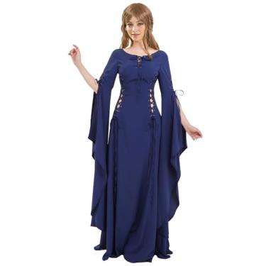 Imagem de daizbella Medieval Renaissance Costume Dress Exclusive Medieval Wedding Dress with Long Trailing Sleeves (dark blue, M)