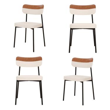 Imagem de Kit com 4 Cadeiras para Sala de Jantar Mona Yescasa Palha Corriente/Caramelo