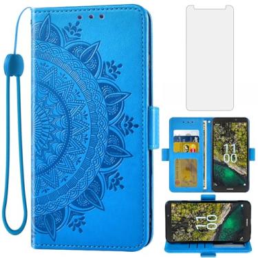 Imagem de Asuwish Capa de telefone para Nokia C100 4G LTE N152DL capa carteira protetora de tela de vidro temperado porta-cartão de crédito flip bolsa alça de pulso suporte acessórios de celular C 100 100C 5.45