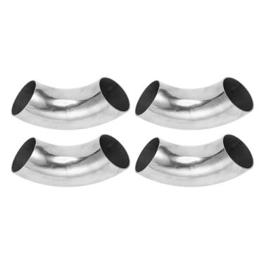 Imagem de Motoforti 4 peças 90 graus mandril curva cotovelo carro modificado tubo de escape tubulação 5.1 cm espessura OD 1,0 mm/19GA 51x160x1,0 mm 304 aço inoxidável tom prata