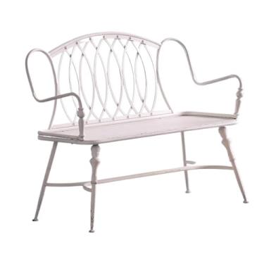 Imagem de Banco ao ar livre Banco de ferro vintage, cadeira dupla para jardim, pátio externo, café, cadeiras de varanda de lazer, branco Banco de jardim