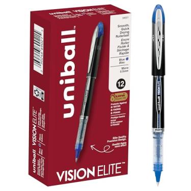 Imagem de uni-ball Canetas esferográficas uniball Vision Elite com micro ponta fina de 0,5 mm, azul, 12 unidades