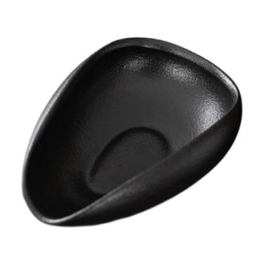 Imagem de IEUDNS Bandeja de dosagem única de cerâmica colher de café moderno chá e pétalas de flores de pétalas, Black Frosted