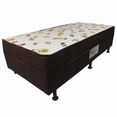 Imagem de Cama Box Conjugada Solteiro Ortobom Turin Spring com Ortopillow e Molas Nanolastic 43x88x188cm - Marrom/Bege