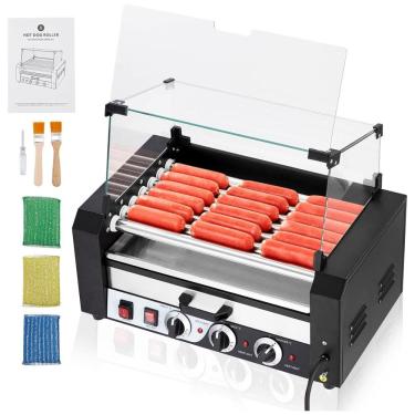 Imagem de Máquina para Cachorro Quente 7 Rolos até 18 Salsichas com Controle de Temperatura e Bandeja Removível de Gotejamento, 110V 1350W, Litake,