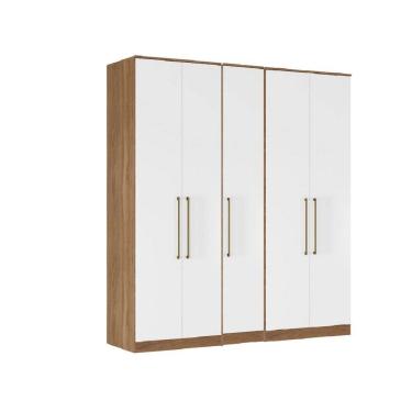 Imagem de Roupeiro Modulado Irlanda 5 Portas 6 Gavetas e Prateleiras - Amendola Touch/Branco Demóbile 
