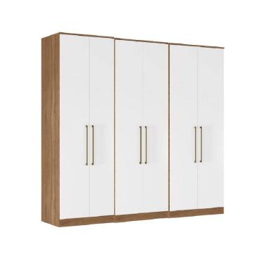 Imagem de Roupeiro Modulado Irlanda 3 peças com Cabideiro e 9 Gavetas - Amendolo Touch/Branco Demóbile 