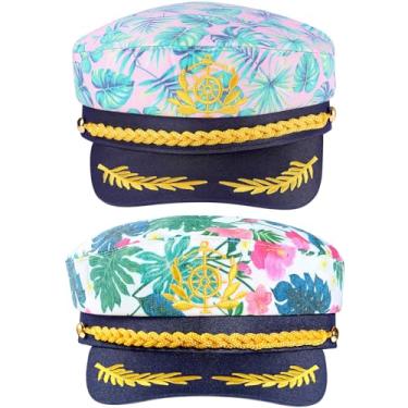 Imagem de 2 Unidades Chapéu De Capitão Bordado Navio Chapéu De Capitão Rosa Chapéu De Pirata Infantil Roupas De Iate Mulheres Chapéu Marinho Poliéster Garota Senhorita Chapéu De Caubói