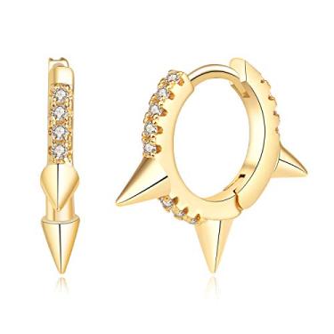 Imagem de Brincos pequenos de argola de ouro 14 quilates pequenos brincos de argola geométrico minimalista delicado boêmio praia bijuteria simples hipoalergênica presente de moda para ela