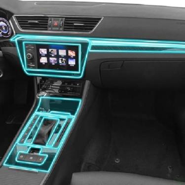 Imagem de LYBQFZ Película protetora de TPU transparente para console central para interior de carro PPF antirarranhões reajuste, para Skoda Superb 2021-2023