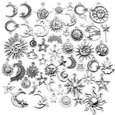 Imagem de Pingentes celestiais, pingentes mistos de sol, lua, estrela, suprimentos de artesanato para brincos, pulseiras, colares, artesanato, fabricação de joias, Metal,