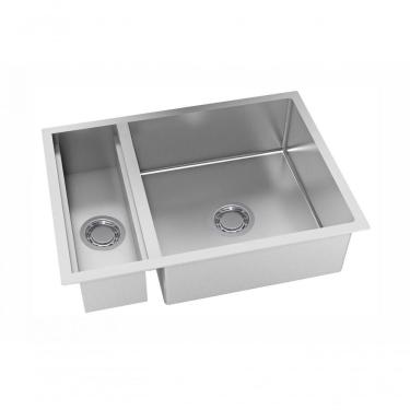 Imagem de Cuba Dupla De Embutir Quadratino Reversível Com Canal 450 Aço Inox Escovado - Debacco