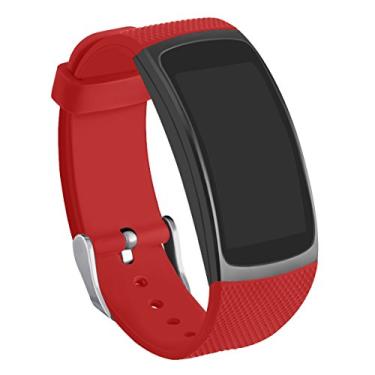 Imagem de GHIJKL Pulseiras Gear Fit2 compatíveis, pulseira de substituição de silicone para Samsung Gear Fit 2 e 2 Pro Tracker, vermelha