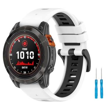 Imagem de WalkerFit Pulseira de relógio de silicone bicolor de 22 mm de liberação rápida para Garmin Fenix8/7/7Pro/EPIX Gen2 47/51 mm, Instinct 2 45/50 mm, para pulseira de relógio inteligente Approach S62