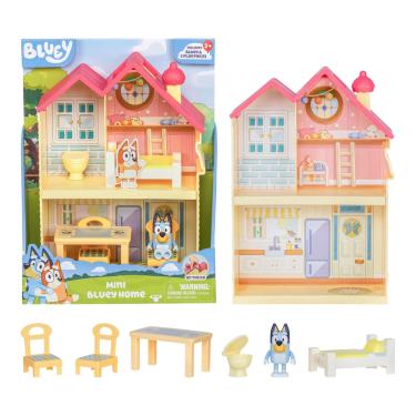 Imagem de Playset Bluey Mini Home com boneco e 5 peças de jogo e 3 quartos