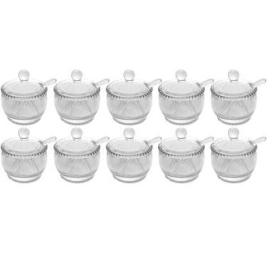 Imagem de 10 Açucareiros Vidro Cristal para Hotéis Colher 200ml Wolff Pearl Port