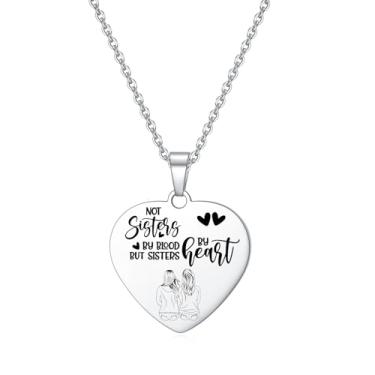 Imagem de COMTRUDE Colar de irmãs de Best Friends, colar com pingente de coração, presente de amizade feminina, material de aço inoxidável para mulheres, Prata esterlina, Sem Pedra Preciosa