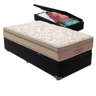 Imagem de Cama Box Baú e Colchão Los Angeles Molas V-Store 78x188x28, Preto