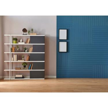 Imagem de BELECO Pano de fundo de sala de estar de 2,4 x 1,8 m para videoconferência, estante moderna com livros, piso de madeira, fundo de sala vazia, decoração de escritório em casa, reuniões, vídeo ao vivo