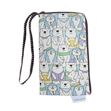Imagem de Bolsa carteira feminina universal para celular, bolsa de transporte com zíper e dois compartimentos Tainada para iPhone Xs Max, XR, Xs, Samsung S10, S10+, LG G8, Moto Z4, Google Pixel 3 XG, 3A, Polar Bear Blue