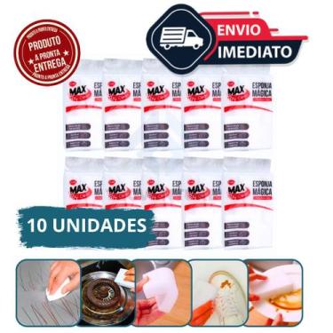 Imagem de Kit com 10 Esponjas Mágicas Multiuso de Melamina  Remove Sujeiras Difí