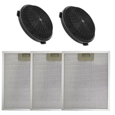 Imagem de Kit 2 Filtros Carvão + 3 Filtros alumínio Coifa  - BRAZAN
