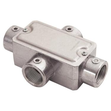 Imagem de CONDULETE EM ALUMINIO TIPO X DE 1 2 TAMPA ESTAMPADA ROSCA BSP SEM PINTURA TRAMONTINA