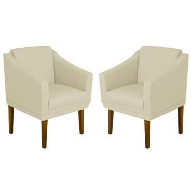 Imagem de Kit 02 Poltrona Decorativa Gran Diego - Dritex, Sintetico Bege