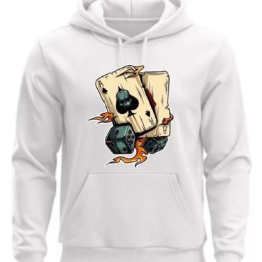 Imagem de Moletom Canguru Estampado Cartas e Dados - Hs, Branco, M