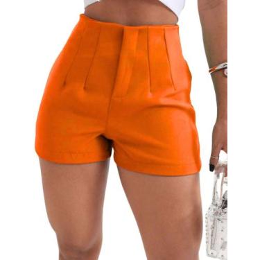 Imagem de Bermuda Em Alfaiataria Básico Feminino Casual Com Bolsos Zíper Frontal