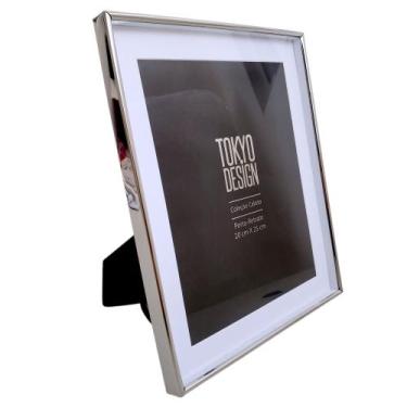 Imagem de Porta Retrato Prata 20x25 Paspatur Metal Aço Inox Calisto - Multiart