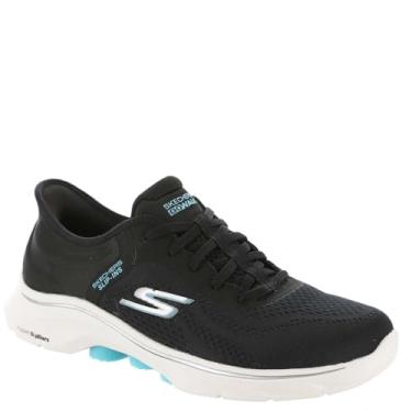 Imagem de Skechers Tênis feminino Go Walk 7 Valin Hands Free Slip-ins, Preto/Aqua, 10