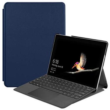 Imagem de Capa para Surface Go 2, Ratesell Kickstand Business Slim com três dobras, suporte fólio dobrável, suporte para lápis para Microsoft Surface Go 2 2020 / Surface Go 2018, azul marinho