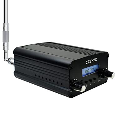 Imagem de BaseWish Transmissor FM de longo alcance 7W 1W com LCD e cabo de áudio de 3,5 mm - ideal para eventos de igreja, escola e supermercado, shows de luzes e exibição de fogos de artifício - preto