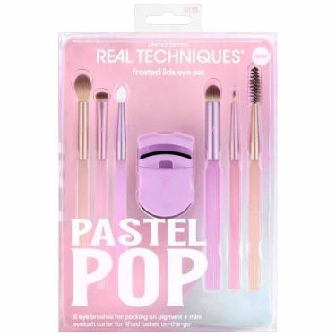 Imagem de Kit Real Techniques Pastel Pop Frosted Lids Eye 6 Pincéis + Mini Curva
