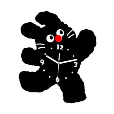 Imagem de XLWLLNJ Relógio de parede em formato de gato fofo, relógio de pendurar em acrílico, decoração para casa, ornamento portátil, baixo ruído, para cozinha, sala, Preto